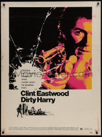 9k068 DIRTY HARRY 30x40 1971 great c/u of Clint Eastwood pointing gun, Don Siegel crime classic!