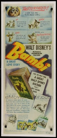 9k030 BAMBI insert 1942 Disney classic, famous best-selling book now on the screen, ultra rare!