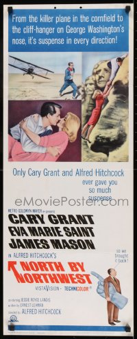 9k044 NORTH BY NORTHWEST insert R1966 Cary Grant, Eva Marie Saint, Alfred Hitchcock classic!