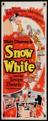9k049 SNOW WHITE & THE SEVEN DWARFS insert R1958 Walt Disney animated cartoon fantasy classic!