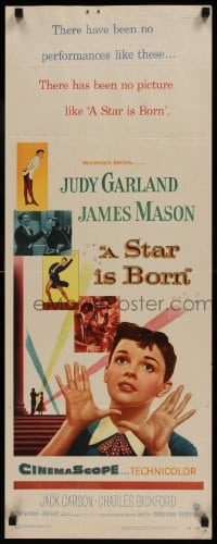 9k051 STAR IS BORN insert 1954 great close up art of Judy Garland, James Mason, classic!