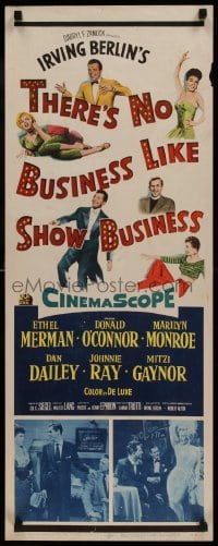 9k052 THERE'S NO BUSINESS LIKE SHOW BUSINESS insert 1954 art & photo of Marilyn Monroe + top cast!