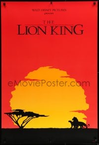 9k072 LION KING 1sh 1994 classic Disney cartoon, cool silhouettes against the sun artwork!