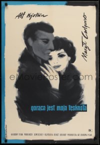 9k232 HET AR MIN LANGTAN Polish 23x33 1959 Liliana Baczewska art of romantic couple embracing!