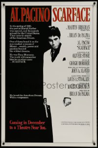 9k077 SCARFACE advance 1sh 1983 Al Pacino with gun, De Palma, Oliver Stone, rare December version!