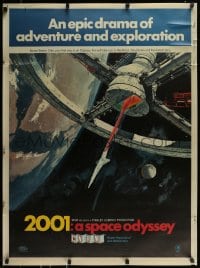 9k018 2001: A SPACE ODYSSEY Cinerama 30x40 special acetate poster 1968 w/ red coloring, ultra rare!