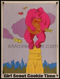 9k249 GIRL SCOUT COOKIE TIME 15x20 special poster 1972 Saul Bass art of King Kong on Empire State!