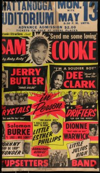 9k023 SAM COOKE day-glo 20x34 music poster 1963 performing with Dionne Warwick, Dee Clark & more!