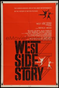 9k104 WEST SIDE STORY pre-awards 1sh 1961 pre-Awards one-sheet with classic Joseph Caroff art!