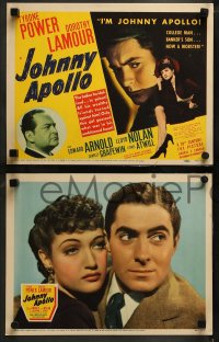 9k109 JOHNNY APOLLO complete set of 8 LCs 1940 Tyrone Power, Dorothy Lamour, Edward Arnold, rare!