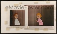 9m065 PETER PAN 2 animation cels 1953 great images of John & Michael Darling, mounted to 13x22 board!