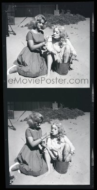 9m554 BETTE DAVIS group of 5 3x3 negatives 1963 with daughter B.D., who is lighting her cigarette!