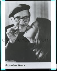 9m510 GROUCHO MARX 8x10 negative 1972 wearing beret & his trademark cigar with Erin Fleming!