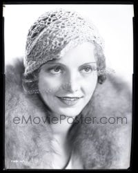 9m519 PEGGY SHANNON 8x10 negative 1930s great close portrait wearing fur & veiled cap!