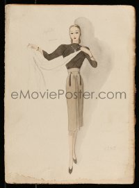 9m037 COVER GIRL 11x15 costume drawing 1944 cool wardrobe design for Eve Arden's character Cornelia!