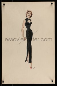 9m142 DESIGNING WOMAN signed 13x20 costume drawing 1957 wardrobe design for Lauren Bacall by Cokely!