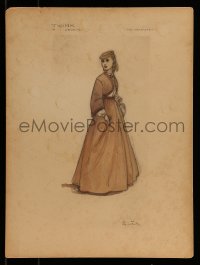 9m047 YEARLING signed costume drawing 1946 wardrobe design for June Lockhart's dress at wedding!
