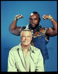 9m332 A-TEAM group of 2 4x5 transparencies 1983 great portraits of Mr. T & George Peppard!