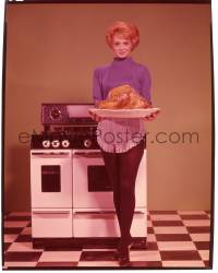 9m201 ANGIE DICKINSON 8x10 transparency 1960s full-length with cooked Thanksgiving turkey by oven!