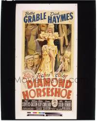 9m574 DIAMOND HORSESHOE 8x10 transparency 1990s art of Betty Grable in skimpy outfit on the 3sheet!