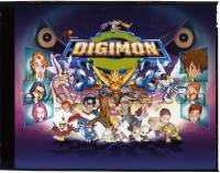 9m216 DIGIMON 8x10 transparency 2000 Digital Monsters, cool montage artwork of the top cast!
