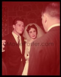 9m388 ELIZABETH TAYLOR 4x5 transparency 1950 marrying her first husband Conrad Hilton Jr.!