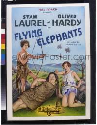 9m580 FLYING ELEPHANTS 8x10 transparency 1990s great art of Laurel & Hardy on the one-sheet!
