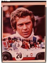 9m289 LE MANS 5x7 transparency 1971 huge close up of Steve McQueen over his Gulf race car!