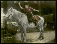 9m474 LITTLE ANNIE ROONEY German 9x12 transparency LC 1926 pretend sheriff Mary Pickford on horse!
