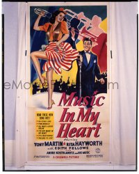 9m598 MUSIC IN MY HEART 8x10 transparency 1990s 3-sheet art of Tony Martin & sexy Rita Hayworth!