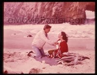 9m431 SANDPIPER 4x5 transparency 1965 smiling Elizabeth Taylor & Richard Burton on the beach!