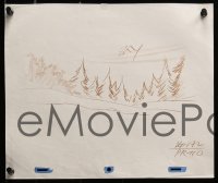 9m050 EWOKS group of 5 landscape drawings + 1 animation cel 1985 sketches of outdoor scenes!
