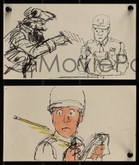 9m109 BLACKBEARD'S GHOST group of 3 storyboard art 1968 original ink sketches of pirate & cop!