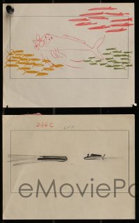 9m114 INCREDIBLE MR. LIMPET group of 6 storyboard sketches 1964 for the animated fish sequences!