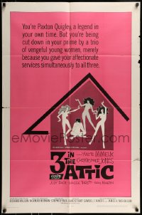 9p004 3 IN THE ATTIC 1sh 1968 Yvette Mimieux, great sexy artwork of naked girls dancing!