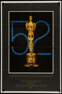 9p002 52ND ANNUAL ACADEMY AWARDS 1sh 1980 ABC, great image of golden Oscar statuette!