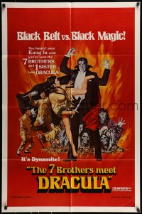 9p008 7 BROTHERS MEET DRACULA 1sh 1979 The Legend of the 7 Golden Vampires, kung fu horror art!