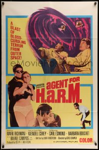 9p029 AGENT FOR H.A.R.M. 1sh 1966 Mark Richman, Wendell Corey, sexy Barbara Bouchet!