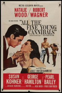 9p038 ALL THE FINE YOUNG CANNIBALS 1sh 1960 art of Robert Wagner about to kiss sexy Natalie Wood!