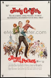 9p048 ANGEL IN MY POCKET 1sh 1969 ex-Marine-turned-preacher Andy Griffith, Jerry Van Dyke!