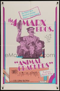 9p049 ANIMAL CRACKERS 1sh R1974 wacky artwork of all four Marx Brothers, Hooray for Cpt. Spalding