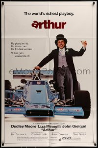 9p059 ARTHUR int'l 1sh 1981 different image of drunk Dudley Moore by F1 race car!