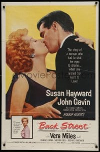 9p067 BACK STREET 1sh 1961 Susan Hayward & John Gavin romantic close up!