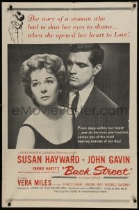 9p068 BACK STREET military 1sh 1961 Susan Hayward & John Gavin romantic close up!