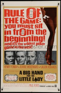 9p098 BIG HAND FOR THE LITTLE LADY 1sh 1966 Henry Fonda, Joanne Woodward, wildest poker game!