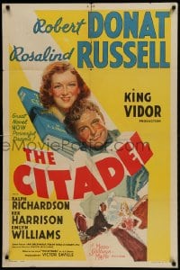 9p194 CITADEL style C 1sh 1938 King Vidor directed, artwork of Robert Donat, Rosalind Russell!