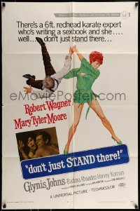 9p265 DON'T JUST STAND THERE 1sh 1968 wacky art of Barbara Rhoades throwing Wagner by McGinnis!