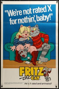 9p333 FRITZ THE CAT 1sh 1972 Ralph Bakshi sex cartoon, he's x-rated and animated, from R. Crumb!