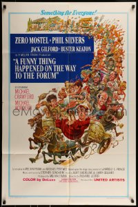 9p343 FUNNY THING HAPPENED ON THE WAY TO THE FORUM 1sh 1966 Jack Davis art of Zero Mostel & cast!