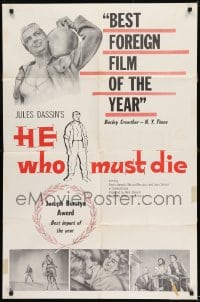 9p402 HE WHO MUST DIE 1sh 1958 Jules Dassin, Melina Mercouri, Jean Servais!